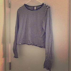 Black and white horizontal crop top